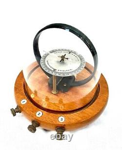 Antique Wooden Galvanometer by Philip Harris & Co. Birmingham with Glass Dome