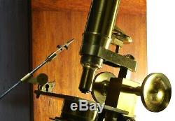 Antique brass microscope, compound,'The International', 1900s SUPER EXAMPLE
