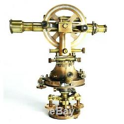 Antique brass transit theodolite, Hall Brothers of London, 1890s