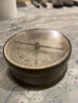 Antique c1870 Brass James W. Queen & Co. Surveyor Compass Barometer Instrument