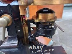 Antique c1911 Ernst Leitz Wetzlar Brass Microscope, Cased, Free Slides Included