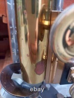 Antique c1911 Ernst Leitz Wetzlar Brass Microscope, Cased, Free Slides Included