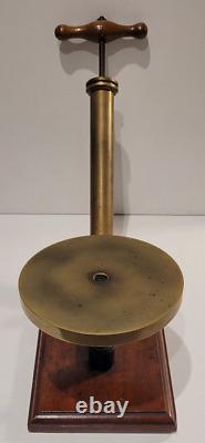 Antique c1920's George & Becker of London Brass & Oak Scientific Vacuum Pump