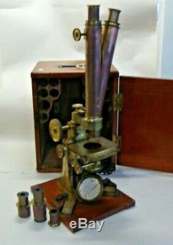 Antique case binocular microscope made by J SWIFT LONDON