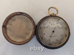 Antique cased Brass pocket Barometer vintage Barometer