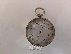 Antique cased Brass pocket Barometer vintage Barometer