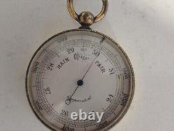 Antique cased Brass pocket Barometer vintage Barometer