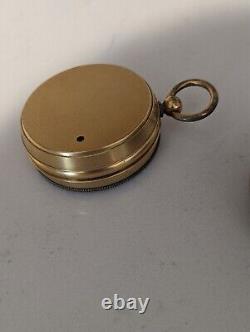 Antique cased Brass pocket Barometer vintage Barometer