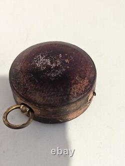 Antique cased Brass pocket Barometer vintage Barometer