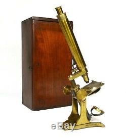 Antique compound microscope, Edmund Wheeler of London, circa 1860