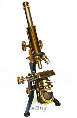 Antique lacquered brass compound'Edinburgh' microscope, Watson of London, 1912