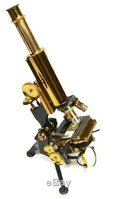Antique lacquered brass compound'Edinburgh' microscope, Watson of London, 1912