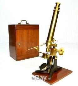 Antique lacquered brass compound microscope,'The International', circa 1910