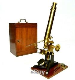 Antique lacquered brass compound microscope,'The International', circa 1910