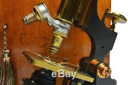 Antique lacquered brass microscope by Watson & Sons of London, circa 1898