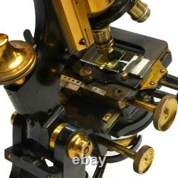 Antique lacquered brass microscope, the'Royal' by Watson & Sons, London. 1920