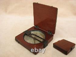 Antique mahogany cased needle pocket compass with twin sight vanes