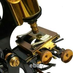 Antique microscope, Watson Edinburgh'H' Student, original case, owners handbook