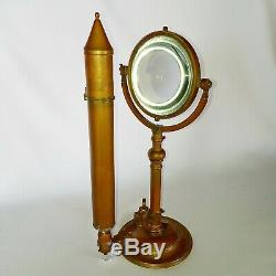 Antique microscope candle lens 19th brass glass medical scientific instrument