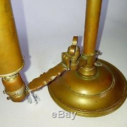 Antique microscope candle lens 19th brass glass medical scientific instrument