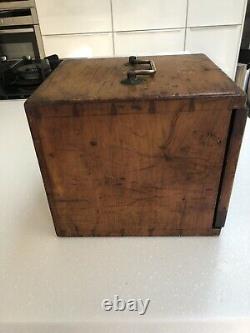 Antique microscope slide cabinet vintage storage box 12 drawers brass handle