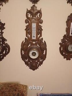 BLACK forest Style, wooden Carved French Barometer, 75 Cm Longue, 30 Cm Wide