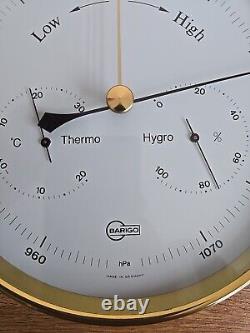 Barigo German Brass Circle Barometer 20cm Diameter 4cm Depth