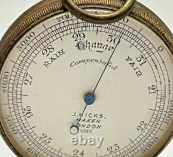 Beautiful 19th Century Pocket Barometer By Exceptional James Hicks (1837-1916)