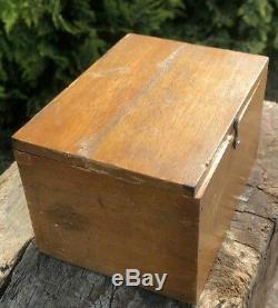 Beautiful Antique Vintage Small Brass Microscope In Original Wooden Box