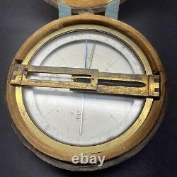 Beautiful Large Antique Early Victorian Boxed Locking Compass Brass 1800's
