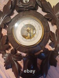 Black Forest wooden Carved Barometer