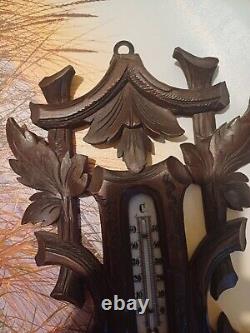 Black Forest wooden Carved Barometer