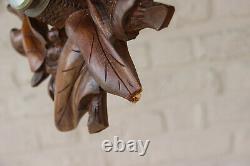 Black forest wood carved baromater bird nest butterfly insect rare