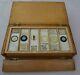 Box Of 34 Antique Microscope Slides In 6 Trays