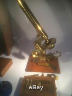 Boxed Brass Monocular Microscope by Baker London