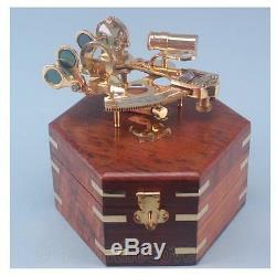Brass Sextant in Nautical Wooden Box Great Marine Gift Fast Tracked Post