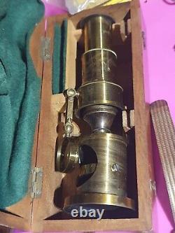 Brass microscope old, in box