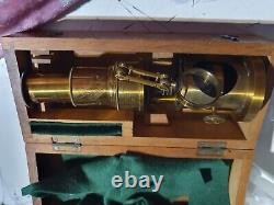 Brass microscope old, in box