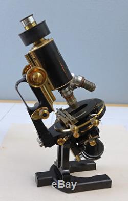 CARL ZEISS JENA ANTIQUE BRASS JUG-HANDLE MICROSCOPE, STATIV Ic, SN-50881, 1910
