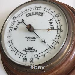 CHADBURN'S LTD MAHOGANY ANEROID BAROMETER LIVERPOOL c 1930s FINE QUALITY