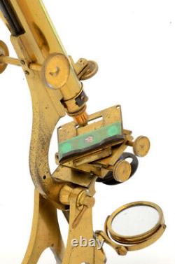 C. 19th Crouch brass binocular microscope (c. 1870)
