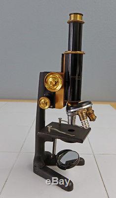 Cased Vintage Brass Bausch & Lomb MDL Aps Portable Traveling Microscope 1926