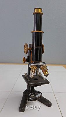 Cased Vintage Brass Bausch & Lomb MDL Aps Portable Traveling Microscope 1926