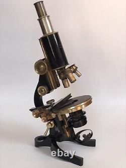 Cased antique brass Microscope. E. Leitz Wetzlar. Zeiss Jena lenses (1906-7) 93998