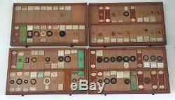 Cased collection of 430 Antique Microscope Slides. Great Collection