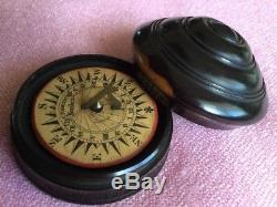 Circa 1825 compass sundial in turned dome case