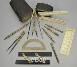 Complete set of drawing instruments in shagreen case by R. Bakewell, circa 1800