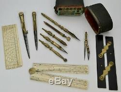 Complete set of drawing instruments in shagreen case by R. Bakewell, circa 1800