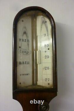 Decorative 19th Century Walnut Stick Barometer Good Working Order NO POSTAGE