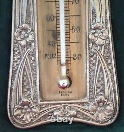 Delightful Art Nouveau Boxed Antique Silver Thermometer. C1904 Working